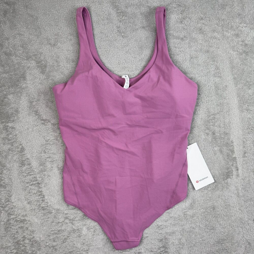Lululemon Align Bodysuit Womens 14 Purple Lycra Stretch Built In Bra Shapewear